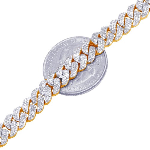 Yellow Gold Miami Cuban Genuine Diamond Chain Necklace 8MM 8.7 CT 21ins - Picture 4 of 7