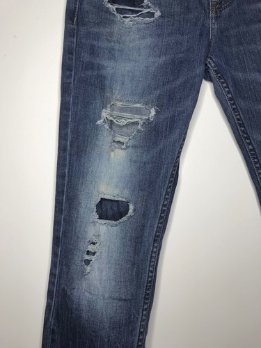 Pantalones de mezclilla ajustados American Eagle Core Flex para hombre 31x32 azules desgastados destruidos - Imagen 6 de 15