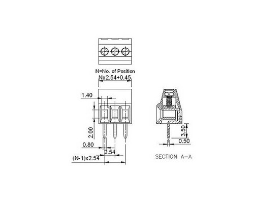 100 Stck. 2 Polig/2 Pin 2,54 mm 0,1"" Leiterplatte Universal Schraube Klemme Block Stecker - Bild 5 von 5