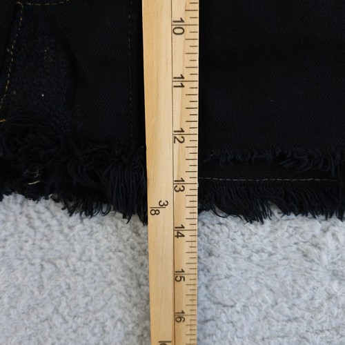 Vintage Levis Jean Skirt Womens 30 Black Frayed Raw Hem Mini Upcycled Reworked - Picture 5 of 18