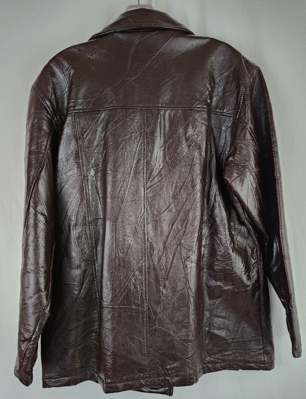 Vintage Patchwork Leather Jacket Brown Womens Lar… - image 7