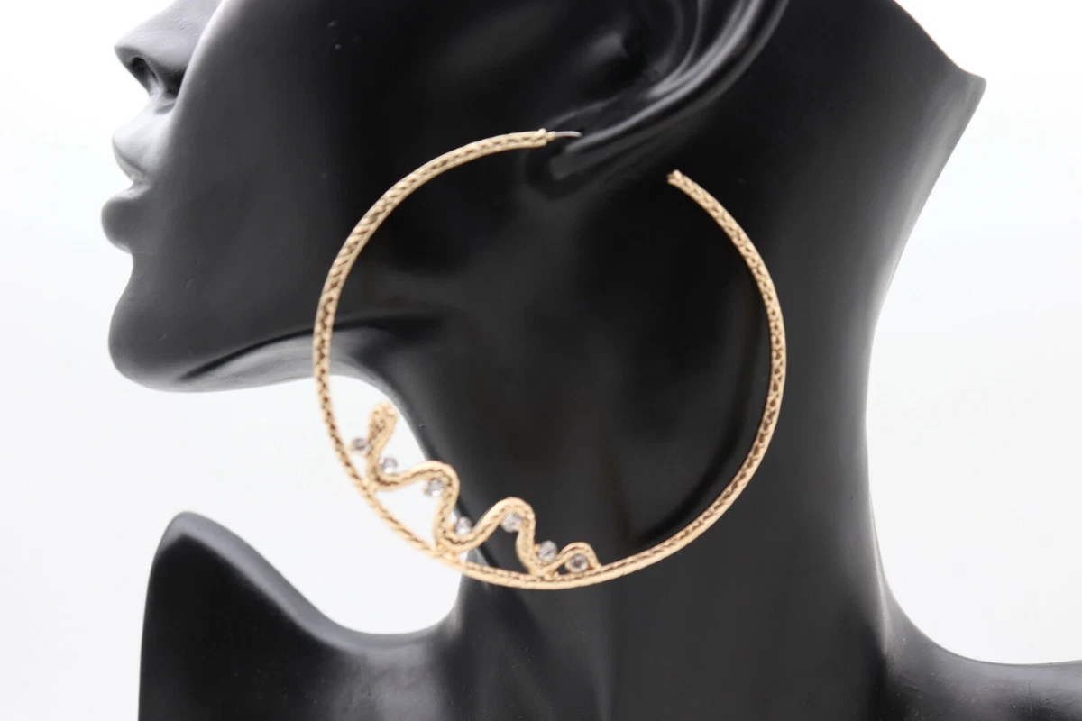 Women Gold Metal Hook Fashion Jewelry Big Hoop Earrings Set Bling