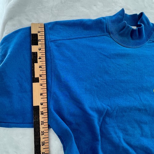 Vtg Nike blue Sweatshirt M Neon Spellout Embroidered Mock Neck Gray Tag 80s 90s - Picture 20 of 24