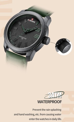 NAVIFORCE Luxury Men's Leather Waterproof Wristwatch Military Sports Shockproof - Picture 8 of 15