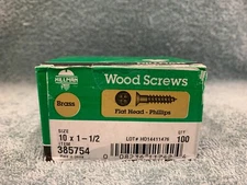 SOLID BRASS # 10 X 1-1/2 in. Flat Phillips Wood Screws  100 pk   by Hillman