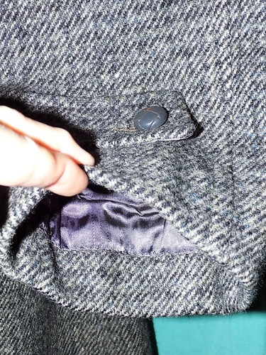 Exc! VINTAGE 50s HARRIS TWEED OVERCOAT, SWING STYLE, USA UNION MADE, Sz L - Picture 9 of 17