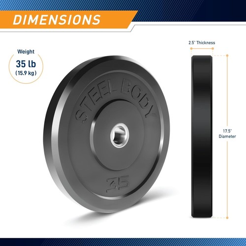 Durable Olympic Rubber Bumper Weight Plate - 25 lb/35 lb/45 lb Options Available - Picture 4 of 9