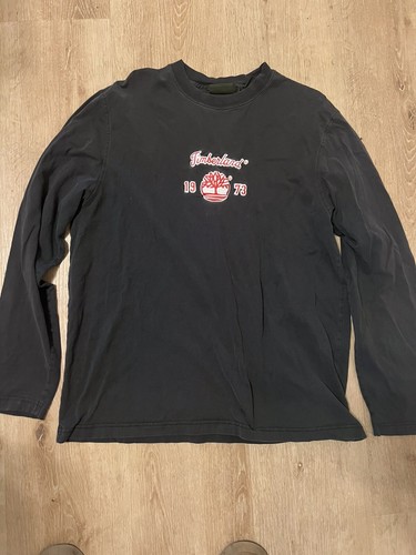 Vintage Timberland Logo Shirt Herren Langarm Dunkelgrau Größe X-Large Klassiker - Bild 1 von 4