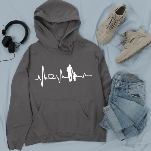 Father Kids Heart Beat Hoodie Dad Pulse Lifeline Children Family Love Gifts - Picture 11 of 21