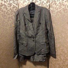 Talbots Brown Tiered Office Work Career Jacket Blazer Skirt Suit Size 8 12