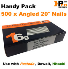 50mm 16 Gauge ANGLED 20� Nails - 500 nail pack for Dewalt ,Paslode ,Hitachi - 04