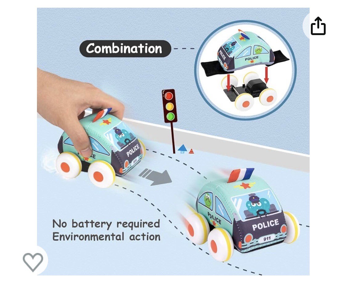 UNIH PullBack Vehicle Baby Toys of Soft Plush Car Set with Play