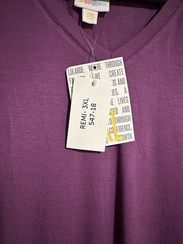 LuLaRoe 3XL Remi V-Neck Tulip Sleeve Top -solid Purple - Picture 2 of 3