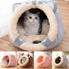 Warm Plush Bed Cave for Cat Dog Pet Indoor Tent House Washable Removable