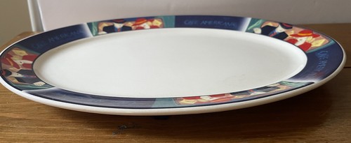 Sango CAFE AMERICANA 98 Oval Serving Platter 16" Retro 4911 Victoria Johns - Picture 7 of 11