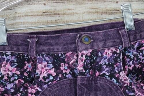90's Youth Girls Size 10 High Rise Dyed Jeans with Lace Floral Accent Purple - Picture 3 of 11