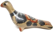Tonala Mexican Pottery Dove Bird Figurine Hand-Crafted Hand-Painted Signed 5" L
