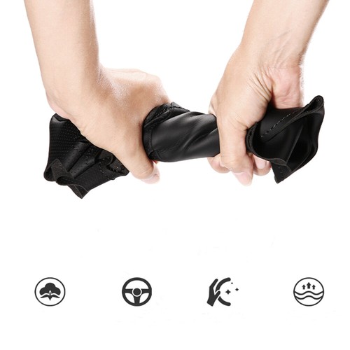 15"-16" DIY Genuine Leather Large Steering Wheel Cover for Car SUV Truck Van - Picture 6 of 13