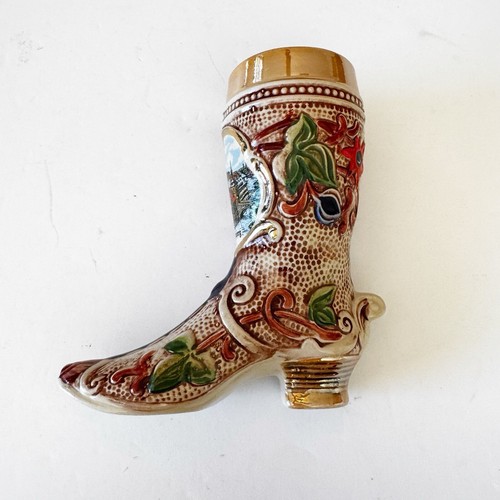 Handgemalt Bamberg W Germany Vintage Ceramic Boot Floral Glazed Souvenir Bavaria - Picture 12 of 13