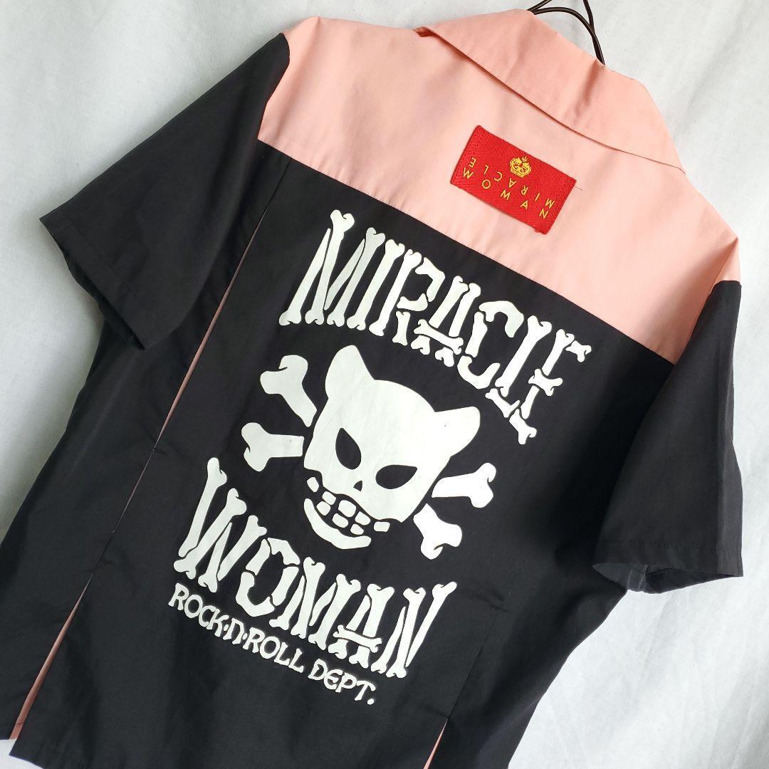 MIRACLE WOMAN レディースボーリングシャツ　ピンク　Cream MIRACLE WOMAN レディースボーリングシャツ ピンク Cream