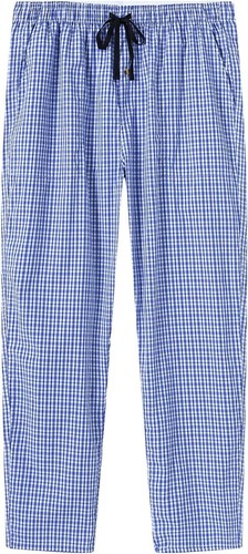 Men's Cotton Pajama Pants Lightweight Sleepwear Plaid Lounge Bottoms with Pocket - Picture 15 of 37