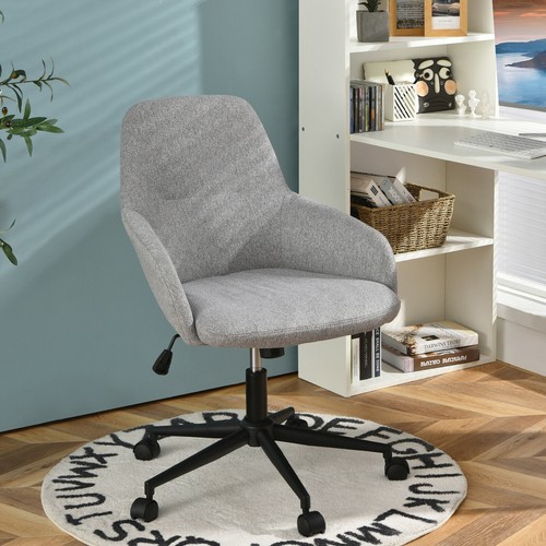 Linen Accent Office Chair Adjustable Rolling Swivel Task Chair w/Armrest - Picture 3 of 9