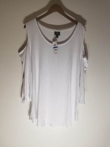 JM Collection White Cold Shoulder Long Sleeve Tank Top Size XL NWT $34.50 - Picture 8 of 12