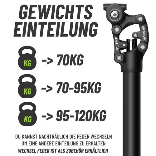 Suntour Federsattelstütze Parallelogramm SP25-NCX 350 mm 31,6 mm bis ca. 70 kg - Bild 4 von 6