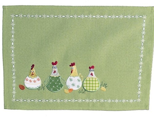 Tischläufer Ostern Frühstück Grün Hühner 35x50cm 40x85cm 40x140cm Grün-Buntt 354 - Zdjęcie 2 z 11