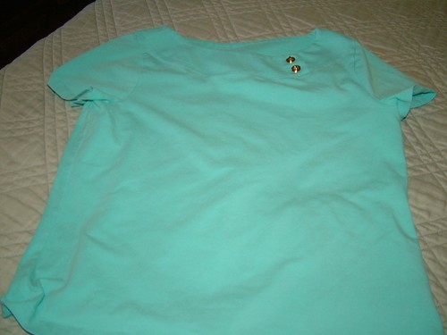 WOMENS CHAPS TOP BY RALPH LAUREN AQUA TURQUOISE SIZE MEDIUM CAP SLEEVES