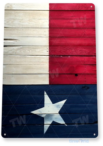TIN SIGN Texas Flag Wood Tin Metal Sign Lone Star Rustic Decor B288  - Picture 3 of 3