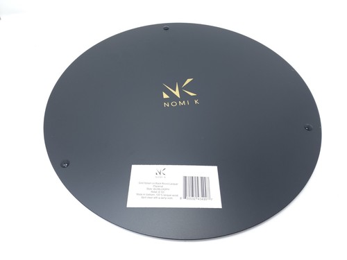 NOMI K Splash Lacquer Round Placemat 100% Lacquered Wood, 15 in, Black/Gold - Picture 6 of 10