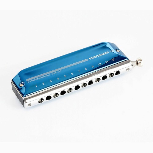 EASTTOP Harmonica 12holes New Chromatic Harmonica Key of C Blue Party Gift - Picture 5 of 12