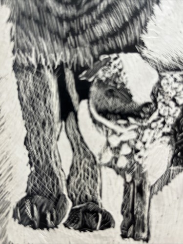 Original Kratzbrett Kunst ""Löwe & Lamm"" von Doron Händel - Bild 9 von 9
