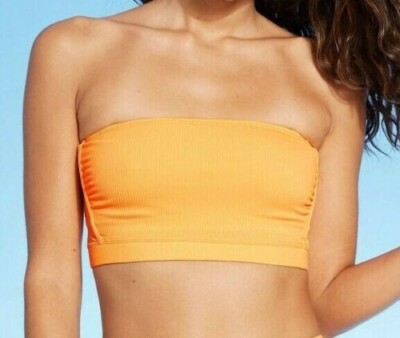 Juniors' Size XS (00) Ribbed Longline Tube Bandeau Bikini Top