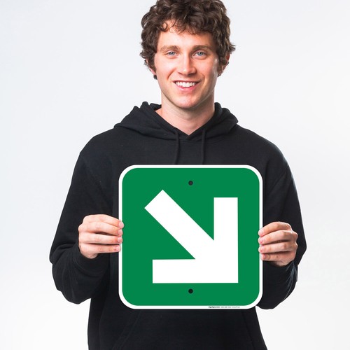 Diagonal Directional Arrow Sign - Green, - Picture 8 of 46