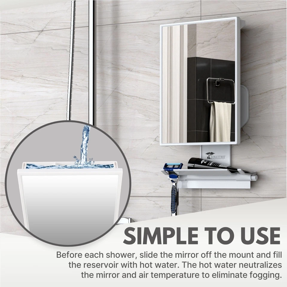 Fogless Shower Shaving Mirror Razor Holder Squeegee and Organizer - Image 4 of 4