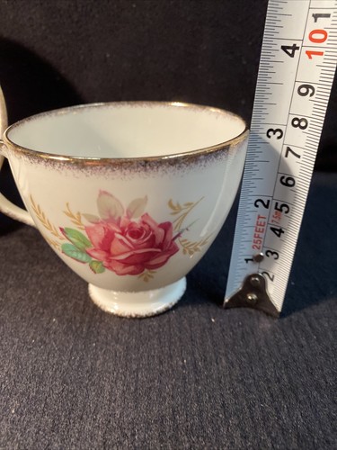 ANTIGUA TAZA DE TÉ REAL Y PLATILLO HUESO CHINA INGLAND Hermoso Blanco de Colección con Rosas - Imagen 5 de 12