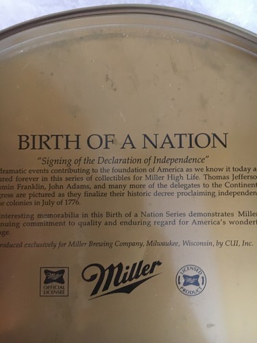 Vintage Miller High Life Beer Serving Tray 1776 “Birth Of A Nation” 1855-1992 - Picture 6 of 6