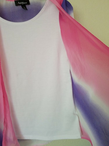 Dressy Girls AMY WEAR Size L 14 Blouse 2fer tank with Multi Color Sheer Topper - Picture 8 of 12