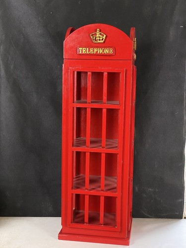 Red Wooden London Themed Telephone Booth CD/DVD Storage Cabinet 80 CDs/40 DVDs - Picture 2 of 23
