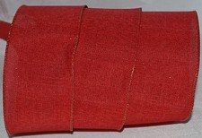 Wired Ribbon Woven Christmas Red Holiday Sparkle Gold Edge Wreath Craft Gift Bow