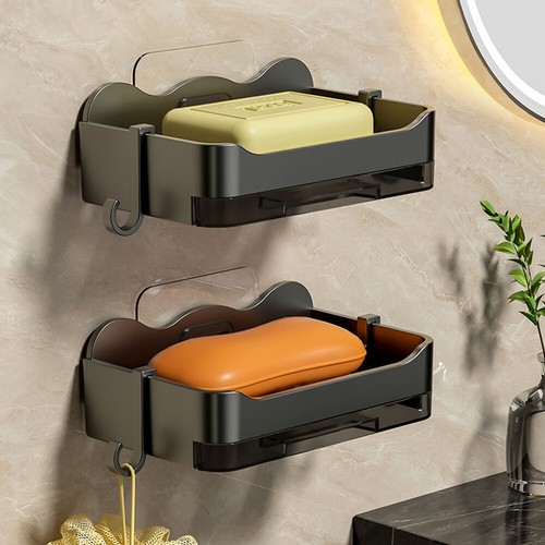 2X Wall Mount Shower Bath Soap Bar Holder Dish Tray Suction Cups Draining Rack
