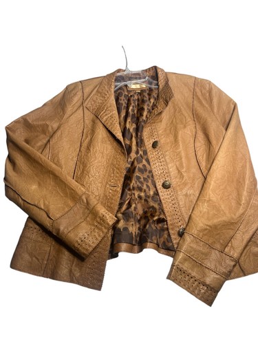 Wilsons Leder Damen Jacke Artisan braun Knopfleiste & Handgenäht Allover - Bild 2 von 14