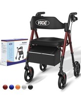 VOCIC WALKERS Z21 Seniors Foldable Walker with Seat Rollator Walker Gloria Red