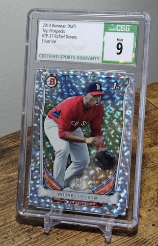 2014 Rafael Devers 1st Bowman Draft Silver Ice Refractor CSG 9 Mint Red Sox 🔥🔥 - Picture 1 of 2