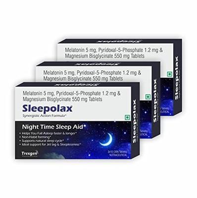 Trexgen SLEEPOLAX Advanced Quck Action Sleep Support Triple Action formula Melat