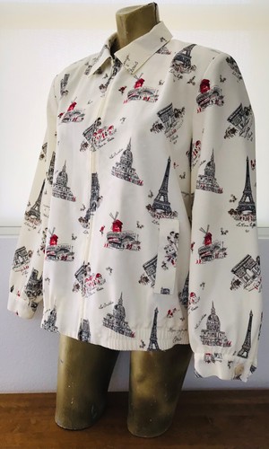 DA-RUE For DRAPER & DAMONS Vintage PARIS Postcard Print JACKET Size 14 - Picture 4 of 12