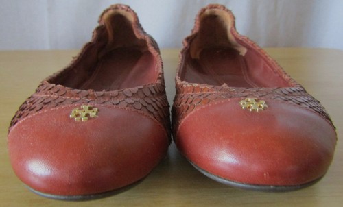VGUC Tory Burch York Brown Snake Embossed Ballet Flats Size 6.5 - Picture 2 of 12