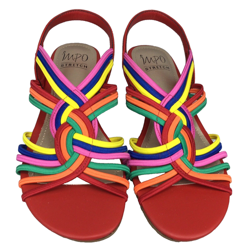 Impo Sandals Womens 8 M Ryla Stretch Slingback Wedge Multicolor Strappy Casual - Picture 3 of 14